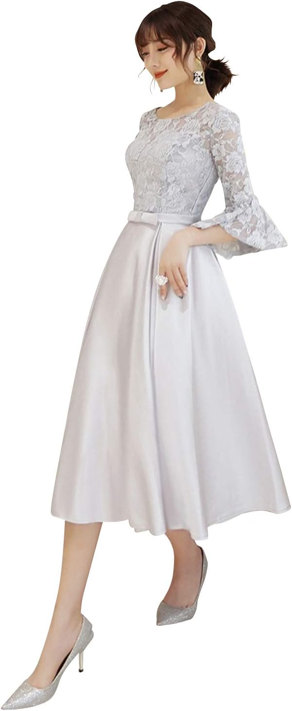 Amazon | [EightSTAR Dress] 結婚式ドレス ワンピース 袖あり 袖